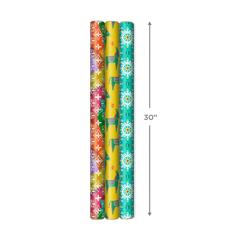 Hallmark Festive And Fun 3-Pack Multicolored Wrapping Paper, 120 Sq. Ft. 3 Hallmark Festive And Fun 3-Pack Multicolored Wrapping Paper, 120 Sq. Ft. - Image 3