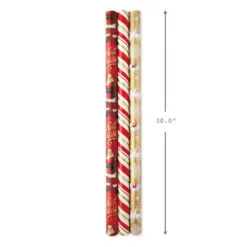 Hallmark Red And Gold 3-Pack Reversible Christmas Wrapping Paper, 120 Sq. Ft. -Hot Sale Hallmark Store 3Pack Red and Gold Reversible Christmas Wrapping Paper 5JXW1029 03