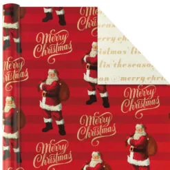 Hallmark Red And Gold 3-Pack Reversible Christmas Wrapping Paper, 120 Sq. Ft. -Hot Sale Hallmark Store 3Pack Red and Gold Reversible Christmas Wrapping Paper 5JXW1029 04