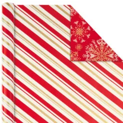Hallmark Red And Gold 3-Pack Reversible Christmas Wrapping Paper, 120 Sq. Ft. -Hot Sale Hallmark Store 3Pack Red and Gold Reversible Christmas Wrapping Paper 5JXW1029 05