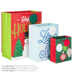 Hallmark Let It Snow 8-Pack Holiday Gift Bags, Assorted Sizes And Designs -Hot Sale Hallmark Store 8 Pack Assorted Holiday Gift Bags XGB1403 03