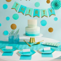 Hallmark Color Pop 60-Piece Tableware Premium Party Kit, Aqua Hexagon -Hot Sale Hallmark Store Aqua Hexagon Shape Plates Party in a Box Supplies 5CLP1011 03