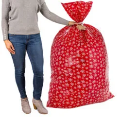 Hallmark Snowmen On Blue And Snowflakes On Red 2-Pack Giant Plastic Christmas Gift Bags -Hot Sale Hallmark Store Assorted Giant Plastic Christmas Gift Bags 5XGB1452 07