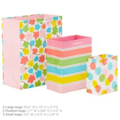 Hallmark Assorted Pastel Designs 8-Pack Small, Medium And Large Gift Bags -Hot Sale Hallmark Store Assorted Small Large Pastel Designs Gift Bags 5EGB6640 03