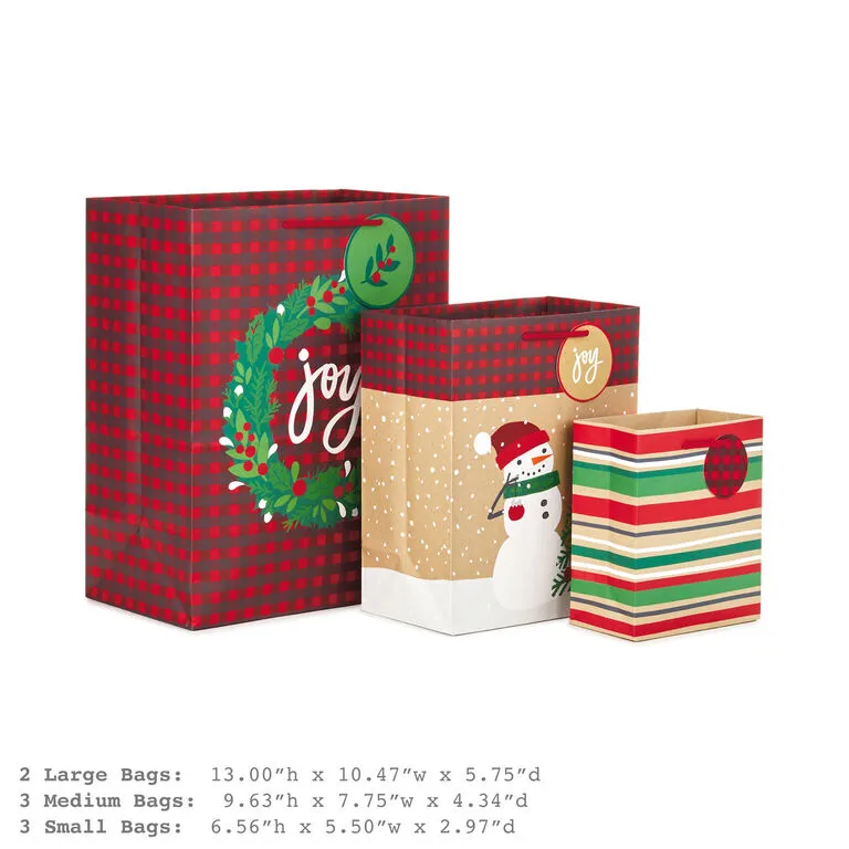 Hallmark Assorted Rustic Designs 8-Pack Small, Medium And Large Christmas Gift Bags 3 Hallmark Assorted Rustic Designs 8-Pack Small, Medium And Large Christmas Gift Bags - Image 3