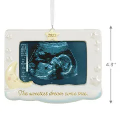 Hallmark Sweetest Dream Come True 2023 Porcelain Photo Frame Ornament -Hot Sale Hallmark Store Baby Sonogram Picture Frame Keepsake Ornament 1999QHX3117 03