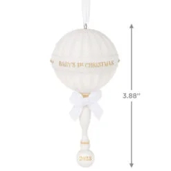 Hallmark Baby's First Christmas Rattle 2023 Porcelain Ornament -Hot Sale Hallmark Store Babys 1st Christmas Rattle Keepsake Ornament 2499QHX3107 03