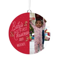 Hallmark Baby's First Christmas Personalized Text And Vertical Photo Ceramic Ornament