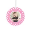 Hallmark Baby’s First Christmas Pink Scalloped Personalized Text And Photo Metal Ornament