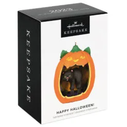 Hallmark Happy Halloween! Ornament -Hot Sale Hallmark Store Black Cat Pumpkin Diorama Keepsake Ornament 1799QFO5311 04