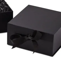 Hallmark 8" Square Black Gift Boxes With Paper Shred, 2-Pack 8 Hallmark 8" Square Black Gift Boxes With Paper Shred, 2-Pack -Hot Sale Hallmark Store Black Large Gift Boxes With Paper Shred 5EBC1856 05