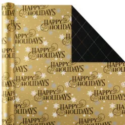Hallmark Black And Gold 4-Pack Reversible Holiday Wrapping Paper Assortment, 150 Sq. Ft. 9 Hallmark Black And Gold 4-Pack Reversible Holiday Wrapping Paper Assortment, 150 Sq. Ft. -Hot Sale Hallmark Store Black and Gold Reversible Wrapping Paper Assortment 5JXW1737 03