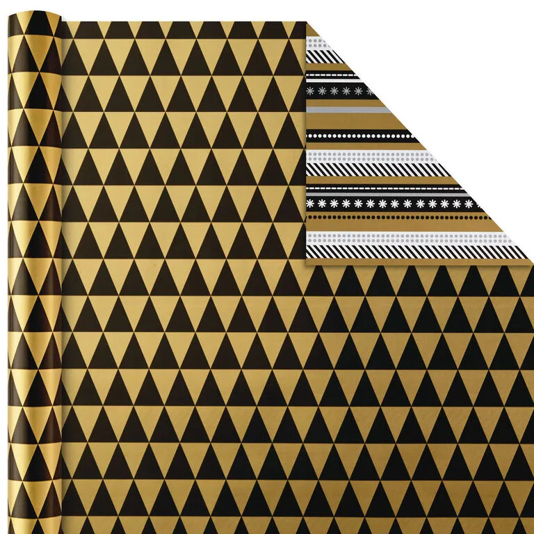 Hallmark Black And Gold 4-Pack Reversible Holiday Wrapping Paper Assortment, 150 Sq. Ft. 5 Hallmark Black And Gold 4-Pack Reversible Holiday Wrapping Paper Assortment, 150 Sq. Ft. - Image 5