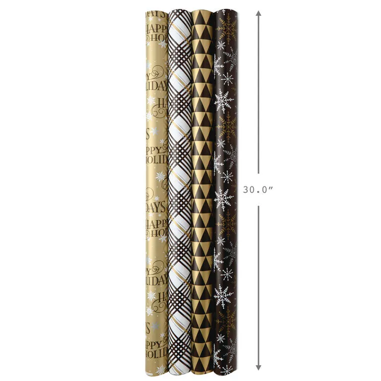 Hallmark Black And Gold 4-Pack Reversible Holiday Wrapping Paper Assortment, 150 Sq. Ft. 7 Hallmark Black And Gold 4-Pack Reversible Holiday Wrapping Paper Assortment, 150 Sq. Ft. - Image 7
