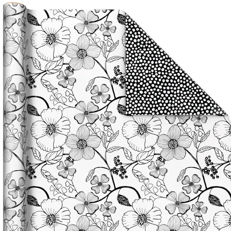 Hallmark Black And White Prints 3-Pack Reversible Wrapping Paper, 75 Sq. Ft. Total 5 Hallmark Black And White Prints 3-Pack Reversible Wrapping Paper, 75 Sq. Ft. Total - Image 5