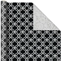 Hallmark Black And White Prints 3-Pack Reversible Wrapping Paper, 75 Sq. Ft. Total 12 Hallmark Black And White Prints 3-Pack Reversible Wrapping Paper, 75 Sq. Ft. Total -Hot Sale Hallmark Store Black and White Prints 3Pack Reversible Gift Wrap 5EWR6401 06