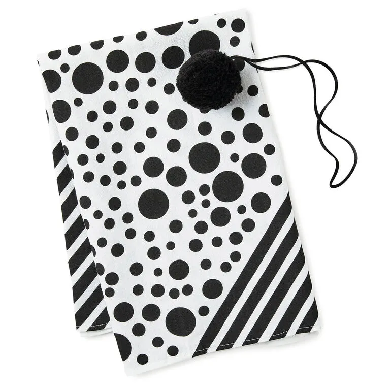 Hallmark 26" Black-and-White Fabric Gift Wrap With Elastic Band 3 Hallmark 26" Black-and-White Fabric Gift Wrap With Elastic Band - Image 3