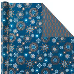 Hallmark Elegant Blues 4-Pack Blue And Gold Reversible Wrapping Paper, 150 Sq. Ft. 12 Hallmark Elegant Blues 4-Pack Blue And Gold Reversible Wrapping Paper, 150 Sq. Ft. -Hot Sale Hallmark Store Blue and Gold Holiday Reversible Wrapping Paper 5JXW1739 06
