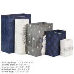 Hallmark Bulk Blue And Gray 18-Pack Holiday Gift Bags, Assorted Sizes And Designs -Hot Sale Hallmark Store Blue and Gray Holiday Gift Bags Bulk Pack 5XGB1425 03