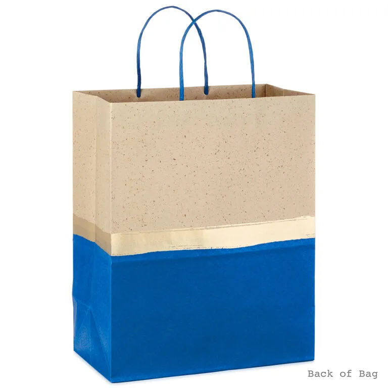 Hallmark 13" Blue And Kraft Paper 6-Pack Gift Bag 4 Hallmark 13" Blue And Kraft Paper 6-Pack Gift Bag - Image 4
