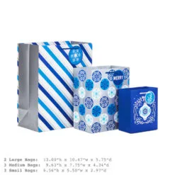 Hallmark Blue And Silver 8-Pack Holiday Gift Bags, Assorted Sizes And Designs -Hot Sale Hallmark Store Blue and Silver Holiday Gift Bags Bulk Pack XGB4895 03