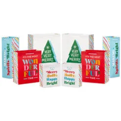 Hallmark Bright Wishes 8-Pack Christmas Gift Bags, Assorted Sizes And Designs