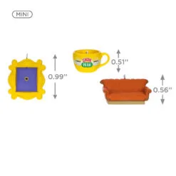 Hallmark Mini Friends Coffee Cup, Frame And Couch Ornaments, Set Of 3 -Hot Sale Hallmark Store Central Perk Mug Couch Frame Keepsake Ornaments 2199QXM9257 03