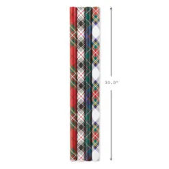 Hallmark Classic Plaids 4-Pack Wrapping Paper Assortment, 120 Sq. Ft. -Hot Sale Hallmark Store Classic Plaids Christmas Wrapping Paper Assortment 5JXW1040 08