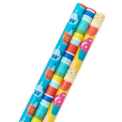 Hallmark Colorful Celebration 3-Pack Wrapping Paper, 55 Sq. Ft. Total