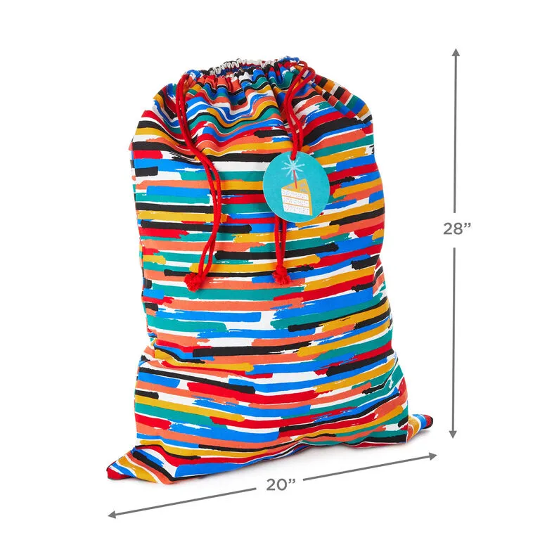 Hallmark 28" Colorful Stripes Fabric Gift Bag With Tag - Image 3