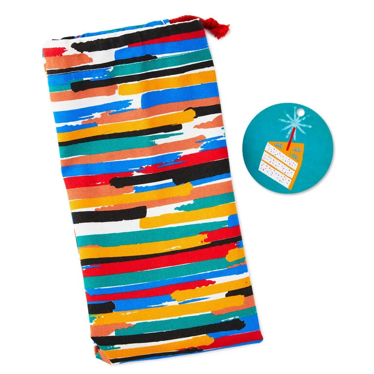Hallmark 28" Colorful Stripes Fabric Gift Bag With Tag - Image 4