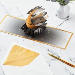 Hallmark Crescent Moon 3-D Pop-Up Halloween Card -Hot Sale Hallmark Store Crescent Moon and Bats 3D PopUp Halloween Card 1299IEH3001 08