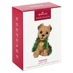 Hallmark Puppy Love Terrier 2023 Ornament -Hot Sale Hallmark Store Dog With Tinsel Keepsake Ornament 1599QXR8177 04