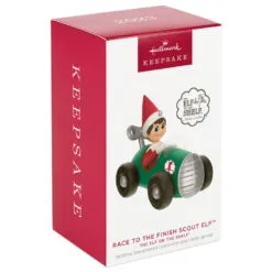 Hallmark The Elf On The Shelf® Race To The Finish Scout Elf™ Ornament -Hot Sale Hallmark Store Elf on the Shelf in Race Car Keepsake Ornament 1799QXI7357 04