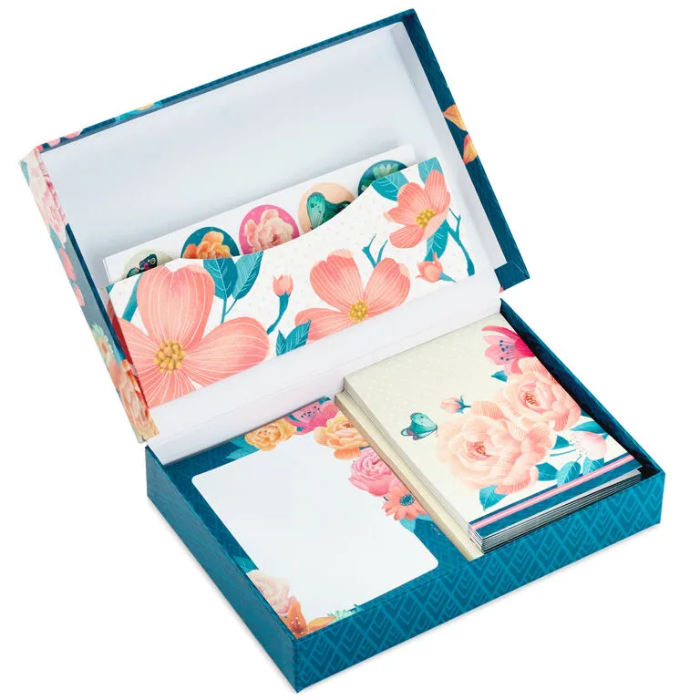 Hallmark Floral Stationery Set And Desk Organizer Box 1 Hallmark Floral Stationery Set And Desk Organizer Box
