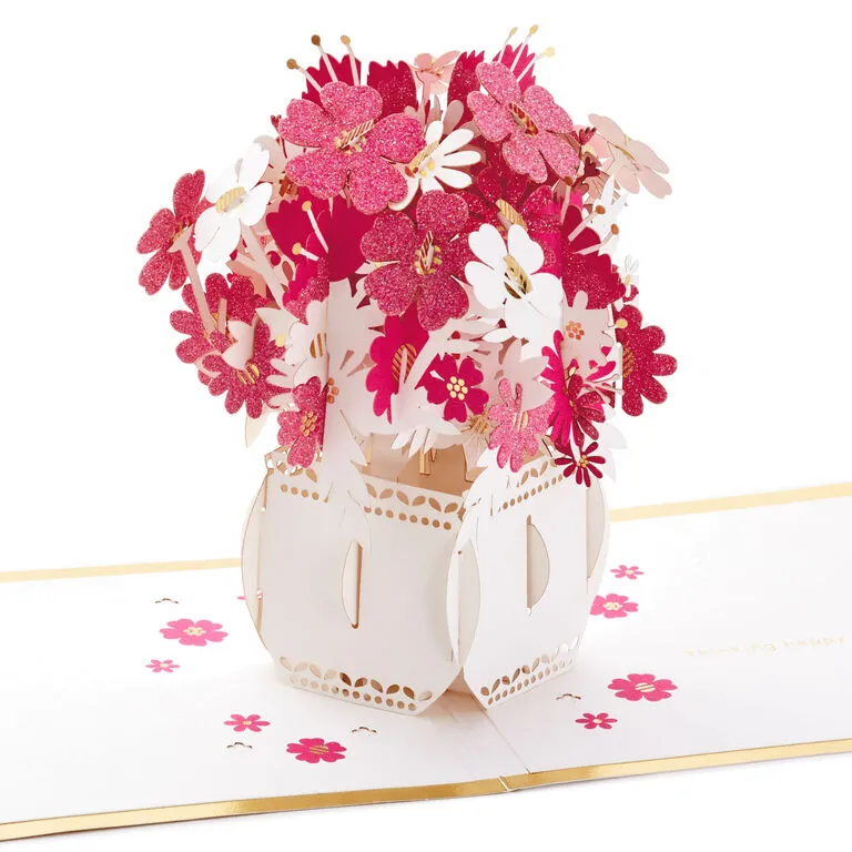 Hallmark Happy Thoughts Flower Bouquet 3D Pop-Up Thinking Of You Card 1 Hallmark Happy Thoughts Flower Bouquet 3D Pop-Up Thinking Of You Card