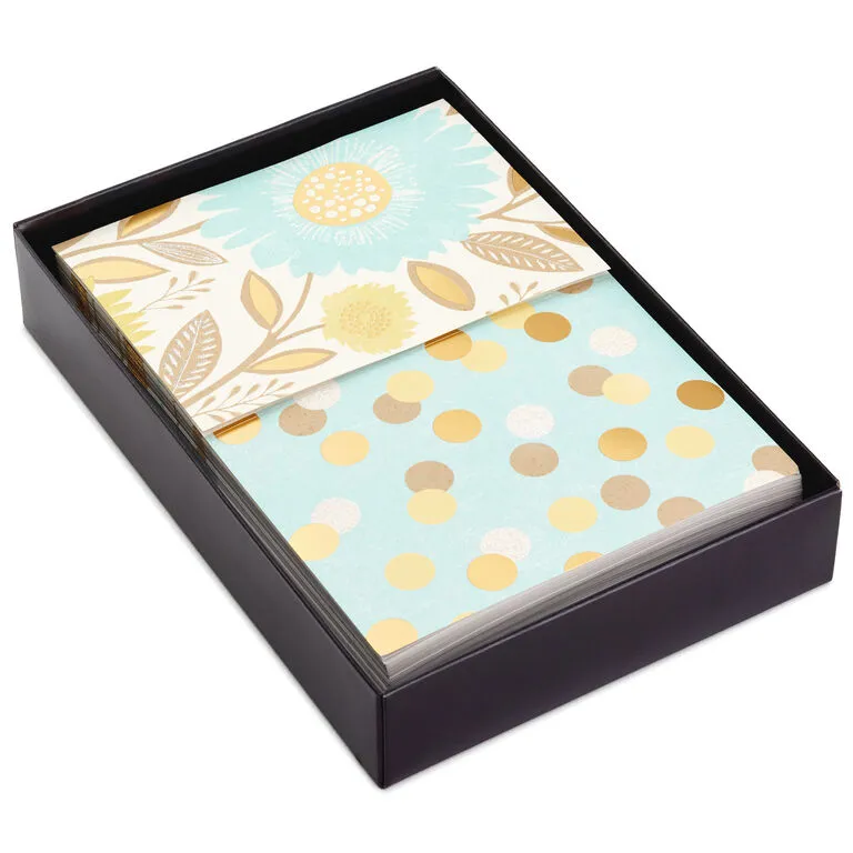 Hallmark Flowers And Dots Assorted Blank Note Cards, Box Of 50 1 Hallmark Flowers And Dots Assorted Blank Note Cards, Box Of 50