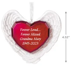 Hallmark Forever Loved Memorial Heart And Angel Wings Text Personalized Ornament -Hot Sale Hallmark Store Forever Loved Memorial Heart and Angel Wings Personalized Keepsake Ornament 2499QHE2119B1 03