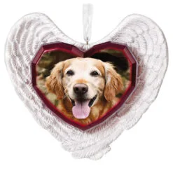 Hallmark Forever Loved Memorial Heart And Angel Wings Photo Personalized Ornament
