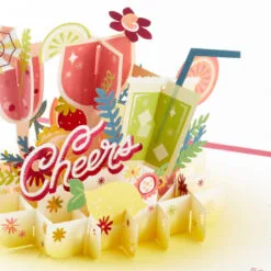 Hallmark Here's To You Cocktail Toast 3D Pop-Up Card -Hot Sale Hallmark Store Fruit Cocktail Drinks Celebration 3D PopUp Card for Her 1299LAD2897 04