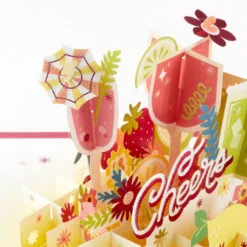 Hallmark Here's To You Cocktail Toast 3D Pop-Up Card -Hot Sale Hallmark Store Fruit Cocktail Drinks Celebration 3D PopUp Card for Her 1299LAD2897 05