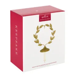 Hallmark Golden Wreath Metal Ornament And Stocking Hanger -Hot Sale Hallmark Store Gold Wreath Keepsake Ornament and Stocking Hanger 1QSB6287 04