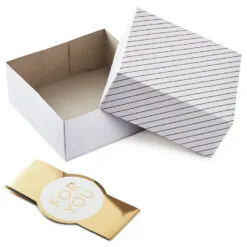 Hallmark 10" Gold And White Striped 2-Pack Gift Boxes With Bands -Hot Sale Hallmark Store Gold and White Striped 2Pack Gift Boxes With Bands 5EBC1226 03
