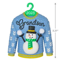 Hallmark Grandson Christmas Sweater 2023 Ornament 8 Hallmark Grandson Christmas Sweater 2023 Ornament -Hot Sale Hallmark Store Grandson Snowman Sweater 2023 Keepsake Ornament 1399QGO2557 03
