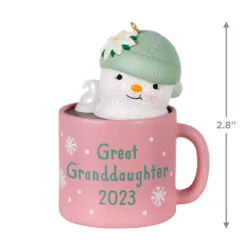 Hallmark Great-Granddaughter Hot Cocoa Mug 2023 Ornament -Hot Sale Hallmark Store GreatGranddaughter Snowman in Mug Keepsake Ornament 1399QGO2559 03