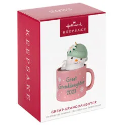 Hallmark Great-Granddaughter Hot Cocoa Mug 2023 Ornament -Hot Sale Hallmark Store GreatGranddaughter Snowman in Mug Keepsake Ornament 1399QGO2559 04