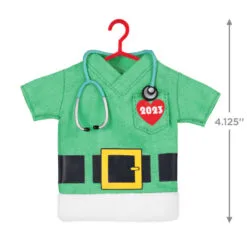 Hallmark The Gift Of Caring 2023 Fabric Ornament -Hot Sale Hallmark Store Green Scrubs Shirt Keepsake Ornament 1399QGO2897 03
