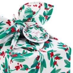 Hallmark 26" Greenery And Berries Christmas Fabric Gift Wrap With Twine And Tag -Hot Sale Hallmark Store Greenery and Berries Christmas Fabric Gift Wrap With Tag 5XW2087 06