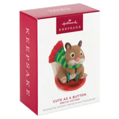 Hallmark Cute As A Button Special Edition Ornament -Hot Sale Hallmark Store Hamster on Button Sled Keepsake Ornament 1599QXE3317 04