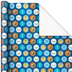Hallmark Blue Hanukkah Designs 3-Pack Wrapping Paper Assortment, 120 Sq. Ft. -Hot Sale Hallmark Store Hanukkah Designs Wrapping Paper Assortment 5JXW1257 04